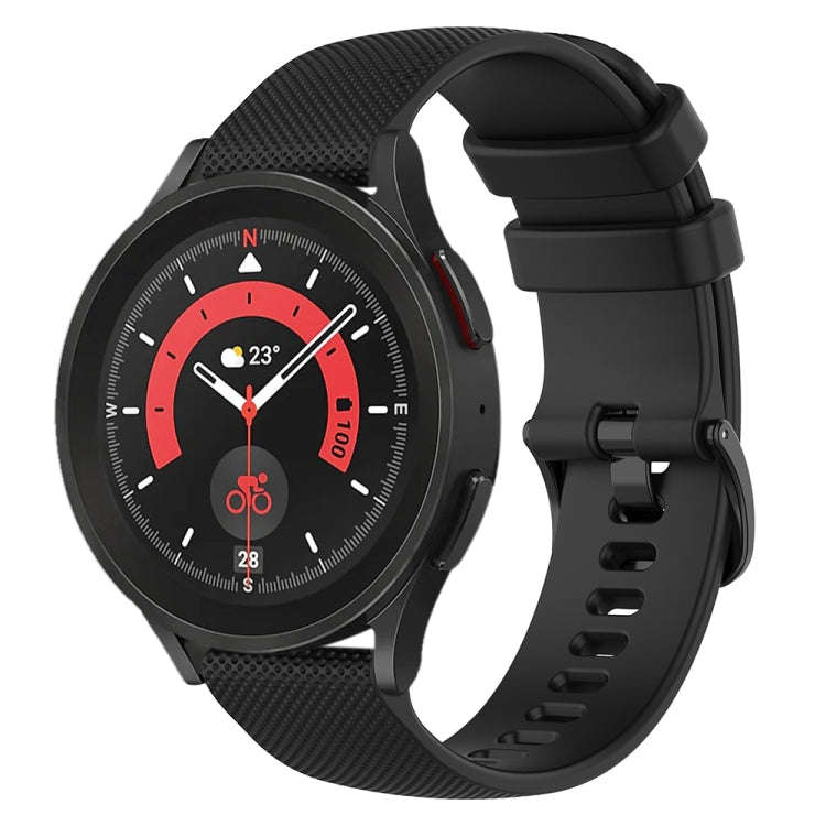 For Samsung Galaxy Watch 5 Pro  45mm 20mm Checkered Silicone Watch Band(Black)
