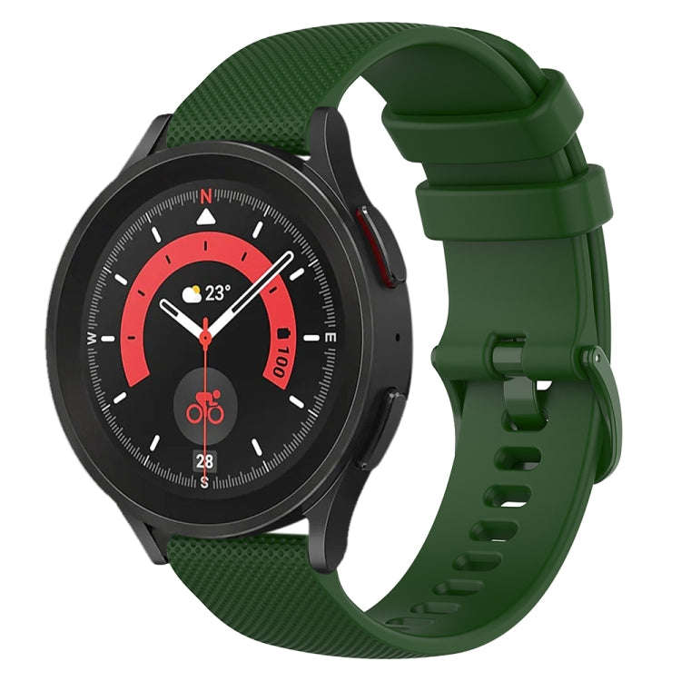 For Samsung Galaxy Watch 5 Pro  45mm 20mm Checkered Silicone Watch Band(Army Green)