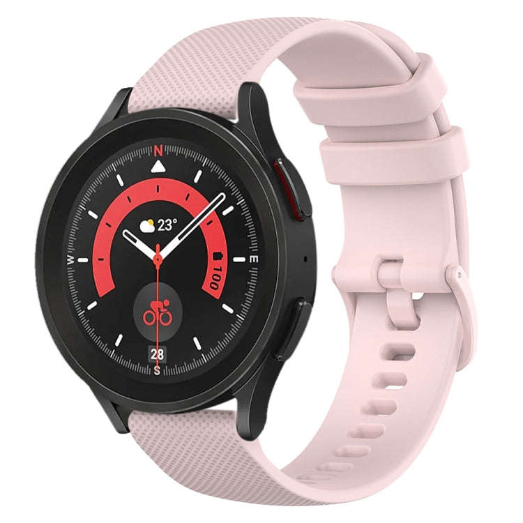 For Samsung Galaxy Watch 5 Pro  45mm 20mm Checkered Silicone Watch Band(Pink)