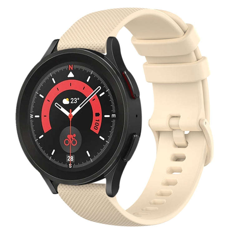 For Samsung Galaxy Watch 5 Pro  45mm 20mm Checkered Silicone Watch Band(Beige)