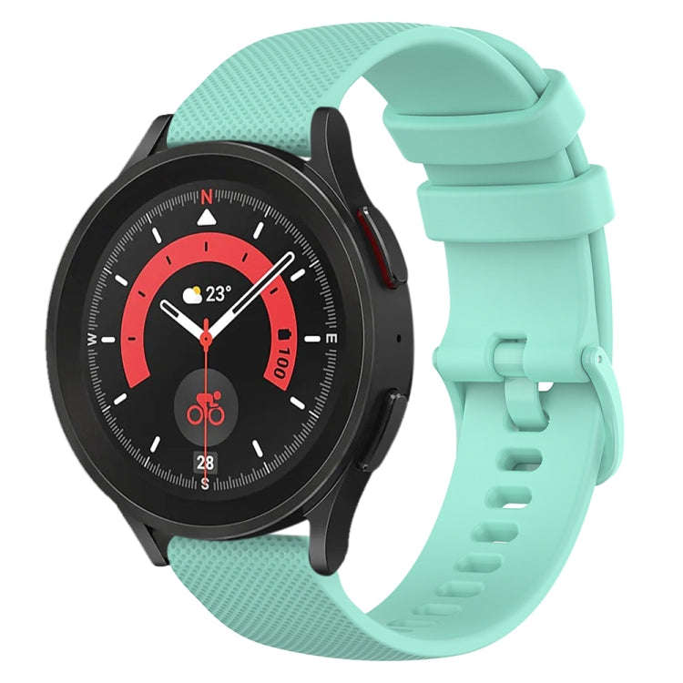 For Samsung Galaxy Watch 5 Pro  45mm 20mm Checkered Silicone Watch Band(Teal)
