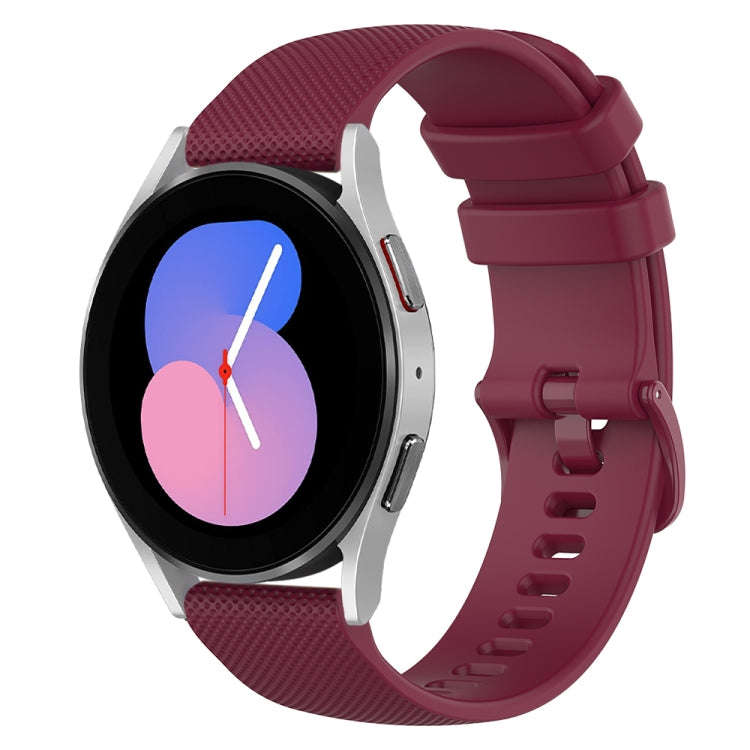 For Samsung Galaxy Watch 5  40mm 20mm Checkered Silicone Watch Band(Wine Red)