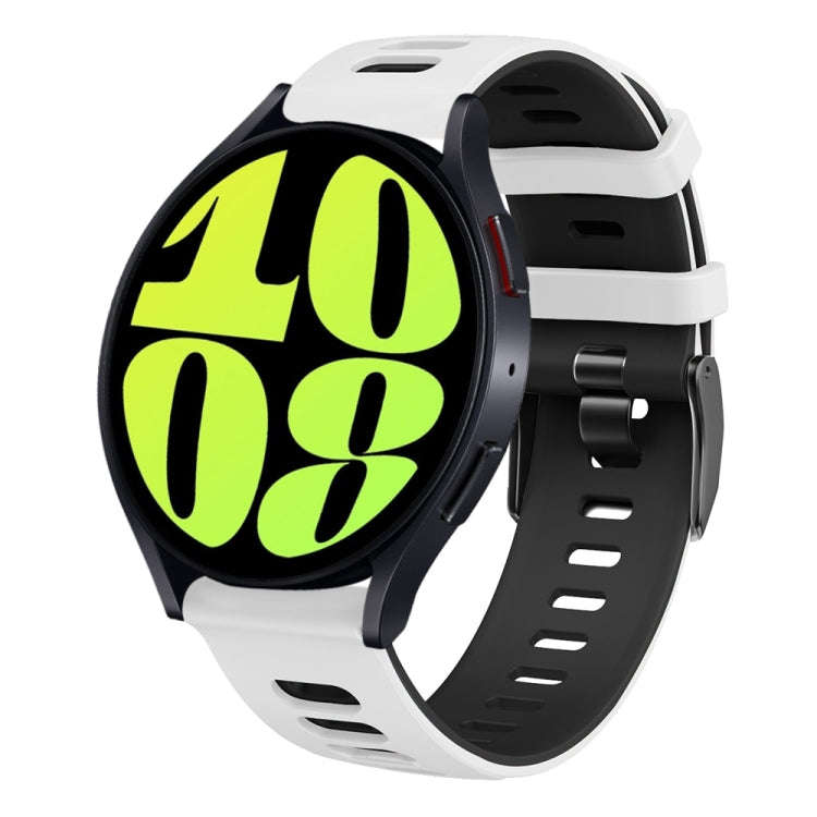 For Samsung Galaxy Watch 6 44mm 20mm Two-color Silicone Watch Band(White+Black)