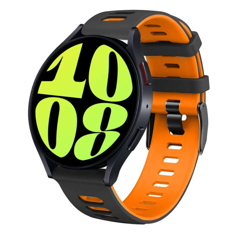 For Samsung Galaxy Watch 6 40mm 20mm Two-color Silicone Watch Band(Black + Orange)