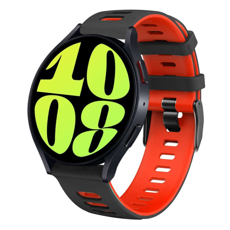 For Samsung Galaxy Watch 6 40mm 20mm Two-color Silicone Watch Band(Black + Red)