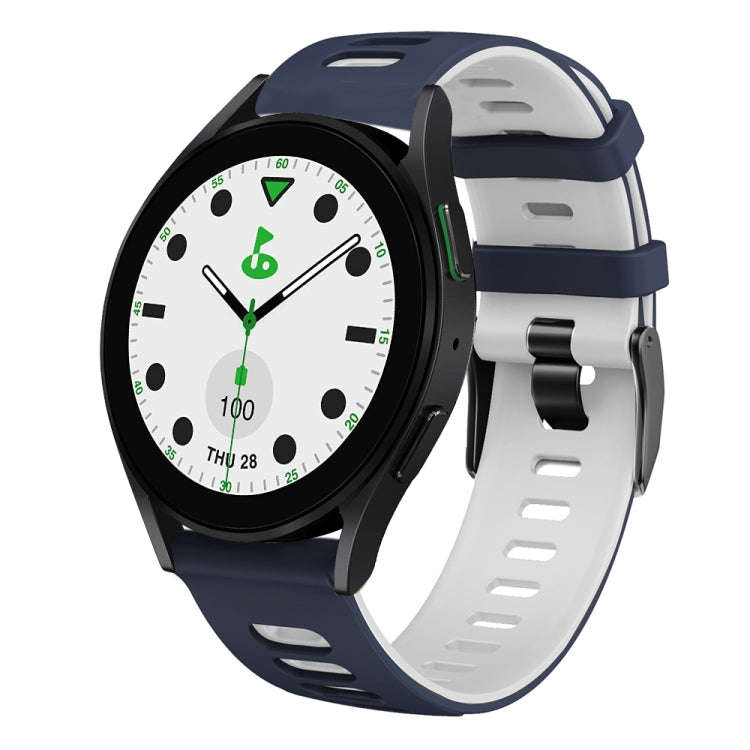 For Samsung Galaxy watch 5 Golf Edition 20mm Two-color Silicone Watch Band(Midnight Blue + White)