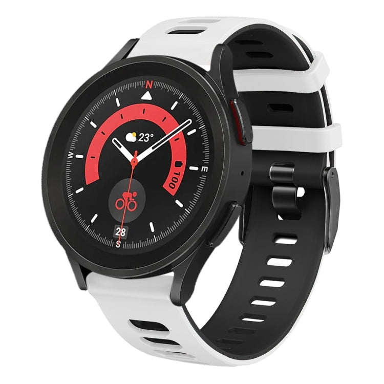 For Samsung Galaxy Watch 5 Pro  45mm 20mm Two-color Silicone Watch Band(White+Black)