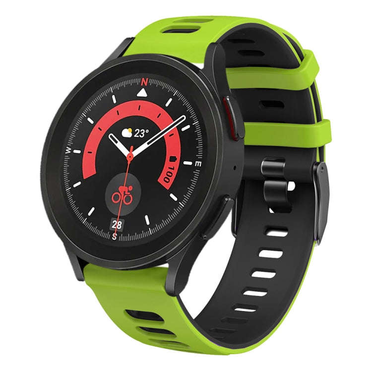 For Samsung Galaxy Watch 5 Pro  45mm 20mm Two-color Silicone Watch Band(Lime + Black)