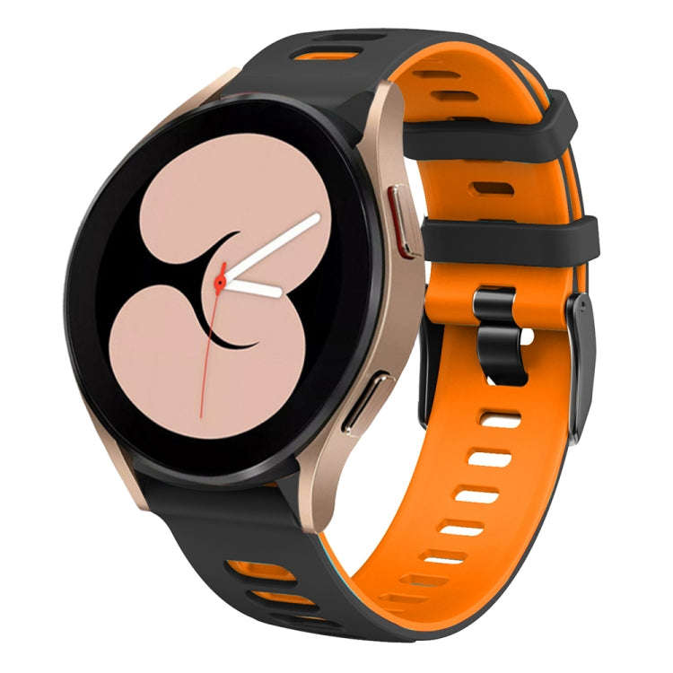 For Samsung Galaxy Watch 5  40mm 20mm Two-color Silicone Watch Band(Black + Orange)