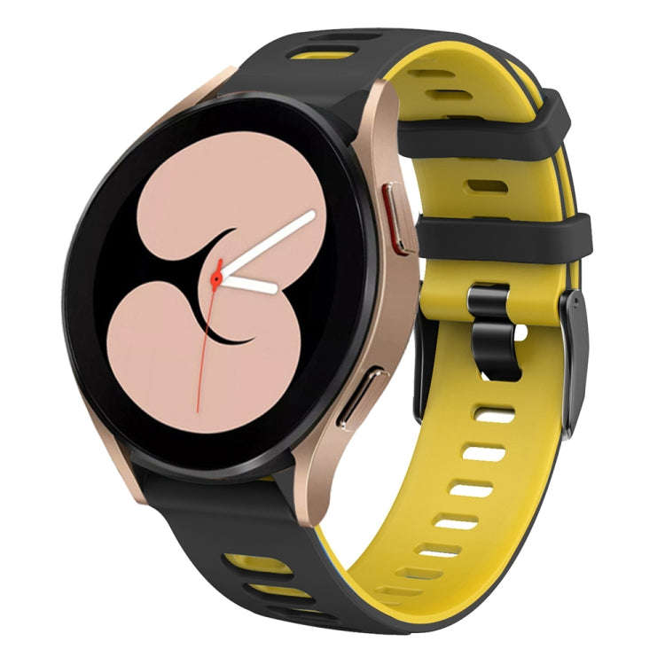 For Samsung Galaxy Watch 5  40mm 20mm Two-color Silicone Watch Band(Black + Yellow)