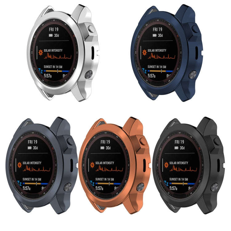 For Garmin Fenix 7X Pro Half Package Electroplated TPU Watch Protective Case(Sliver)