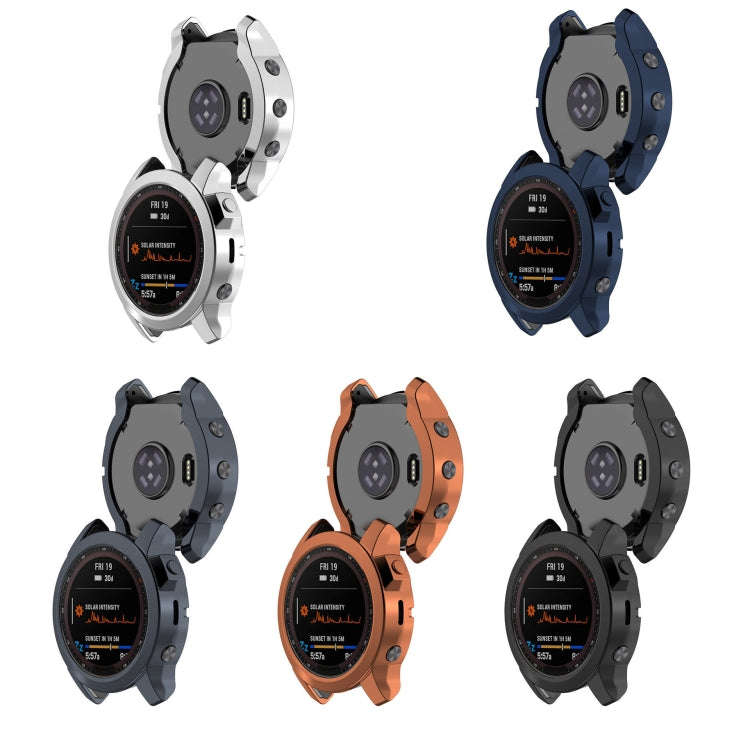 For Garmin Fenix 7 Pro Half Package Electroplated TPU Watch Protective Case(Grey)