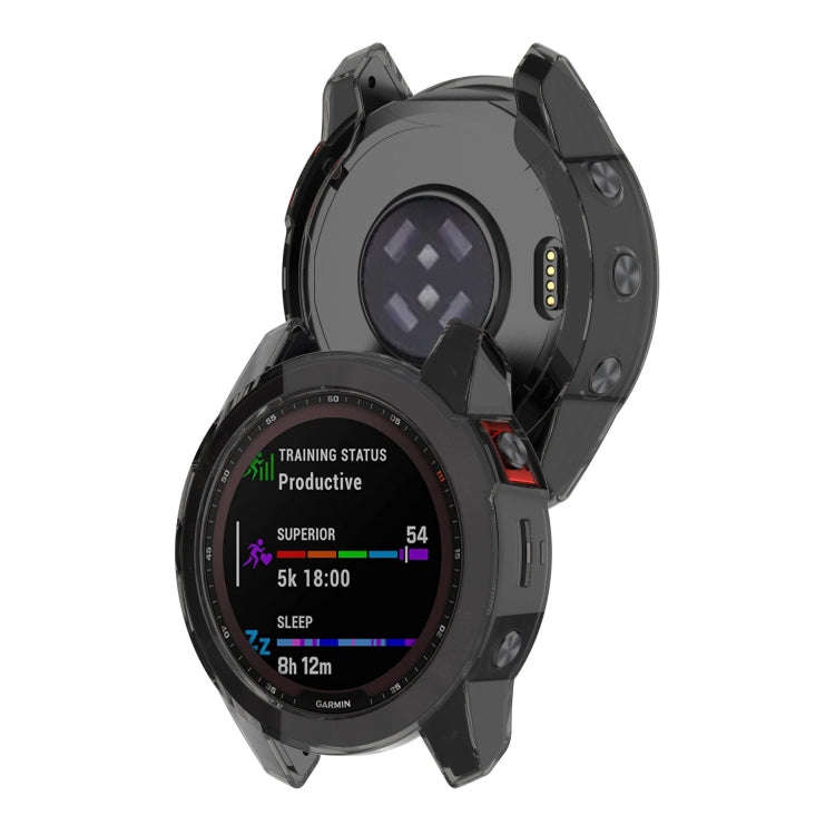 For Garmin Fenix 7X Pro Half-Package TPU Watch Protective Case(Transparent Black)