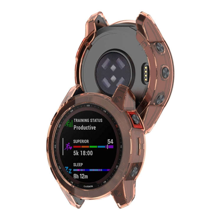 For Garmin Epix Pro 42mm Half-Package TPU Watch Protective Case(Transparent Orange)
