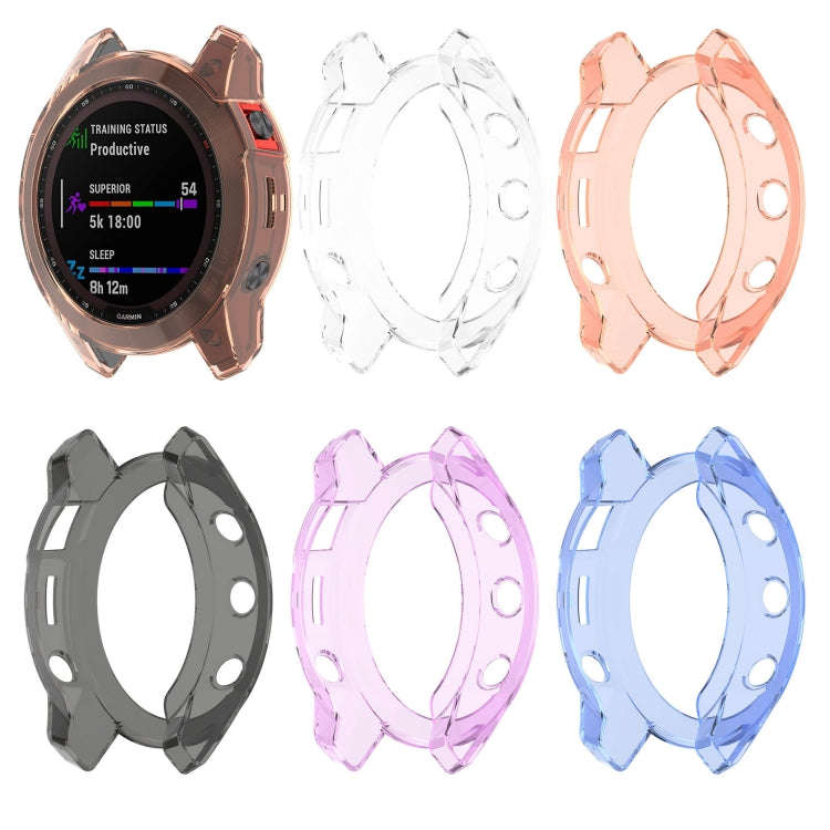 For Garmin Fenix 7 Pro Half-Package TPU Watch Protective Case(Transparent Blue)
