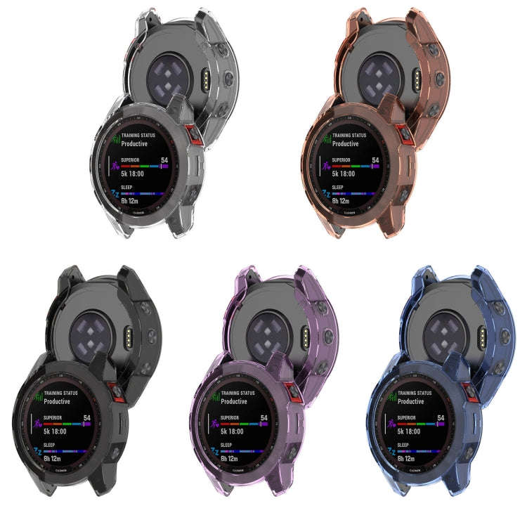 For Garmin Fenix 7S Pro Half-Package TPU Watch Protective Case(Transparent Blue)