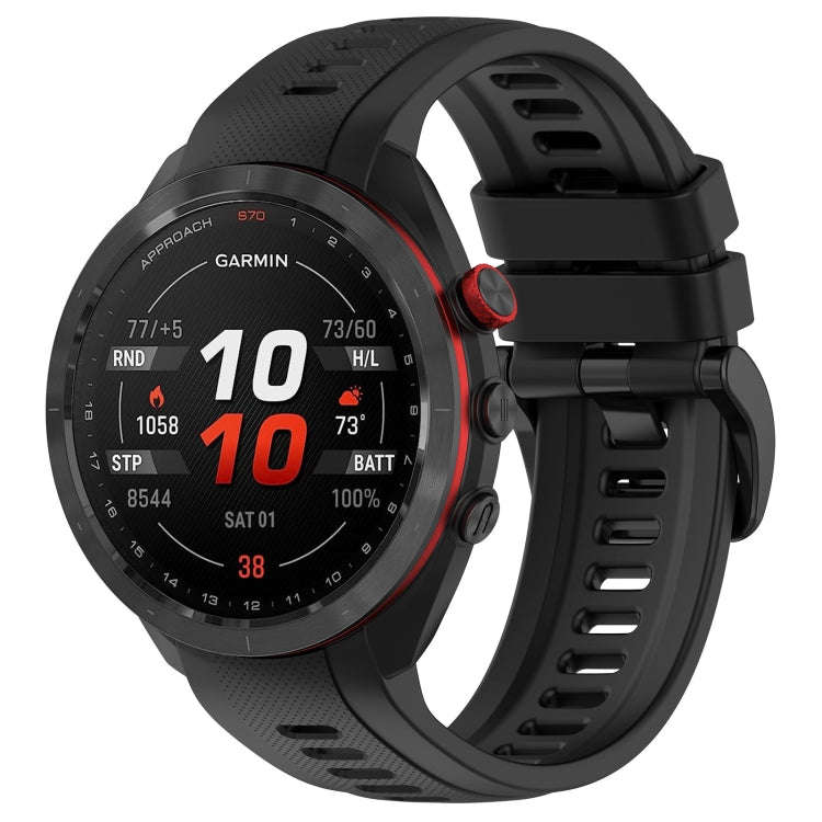 For Garmin Approach S70 47mm 22mm Sports Silicone Watch Band(Black)
