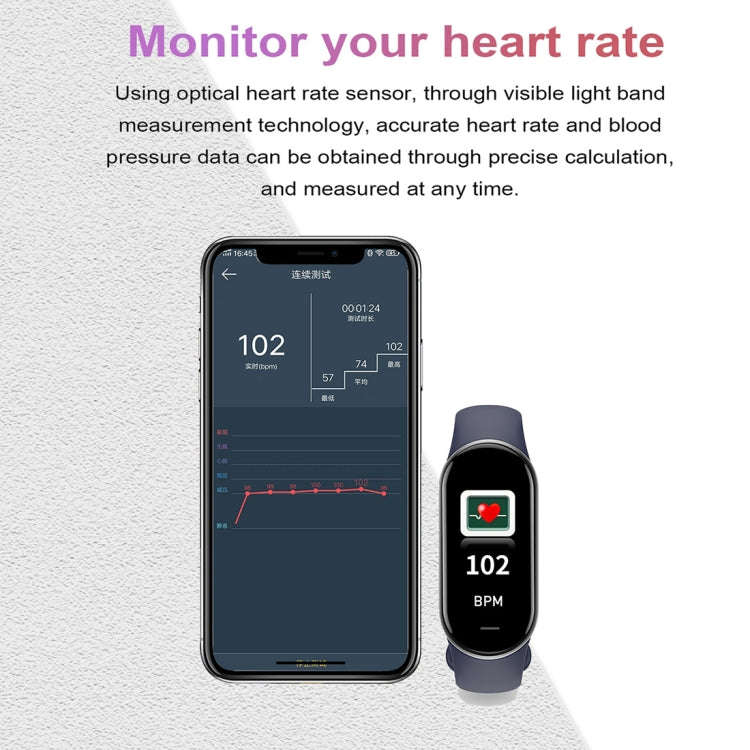 M8 1.14 inch IP68 Waterproof Color Screen Smart Watch,Support  Heart Rate / Blood Pressure / Bloo...