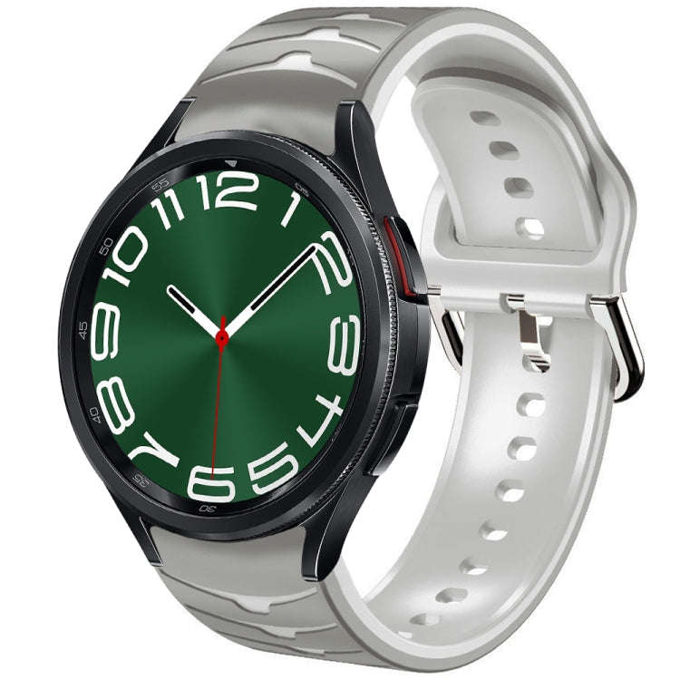 For Samsung Galaxy Watch 6 Classic 47mm Curved Texture Silicone Watch Band(Grey+White)