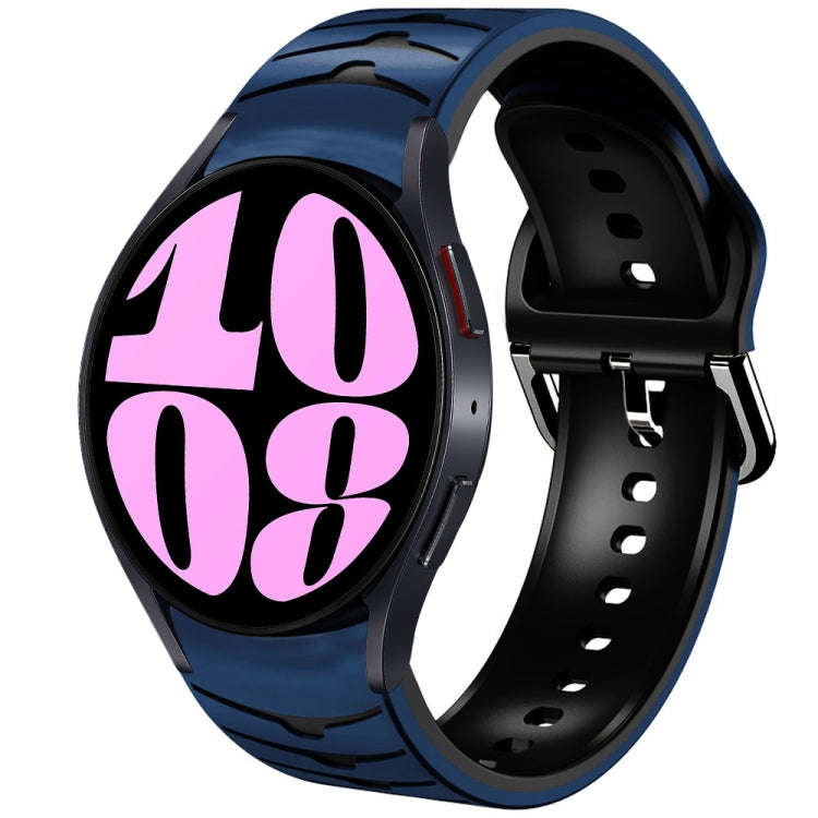 For Samsung Galaxy Watch 6 40mm Curved Texture Silicone Watch Band(Dark Blue+Black)