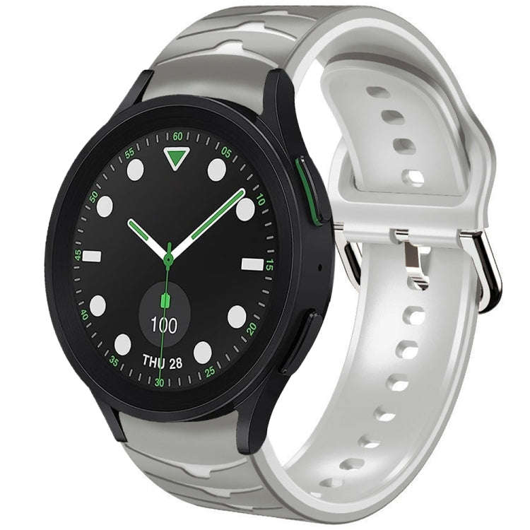 For Samsung Galaxy watch 5 Pro Golf Edition Curved Texture Silicone Watch Band(Grey+White)