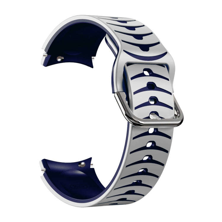 For Samsung Galaxy watch 5 Golf Edition Curved Texture Silicone Watch Band(White+Blue)