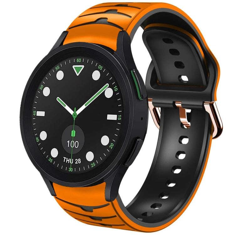 For Samsung Galaxy watch 5 Golf Edition Curved Texture Silicone Watch Band(Orange+Black)