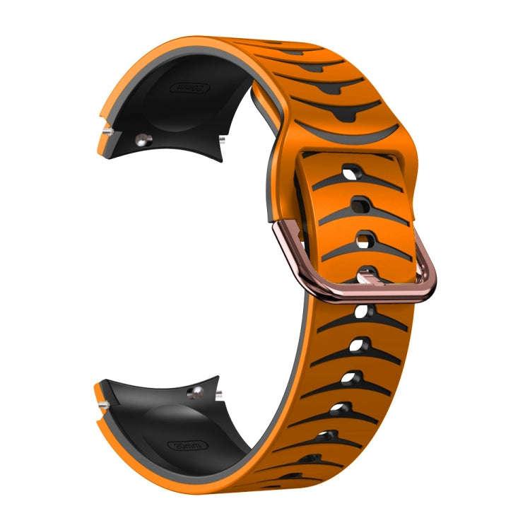 For Samsung Galaxy watch 5 Golf Edition Curved Texture Silicone Watch Band(Orange+Black)