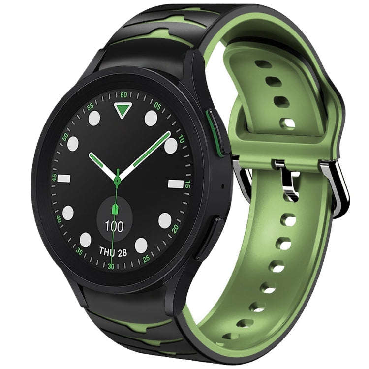For Samsung Galaxy watch 5 Golf Edition Curved Texture Silicone Watch Band(Black+Green)