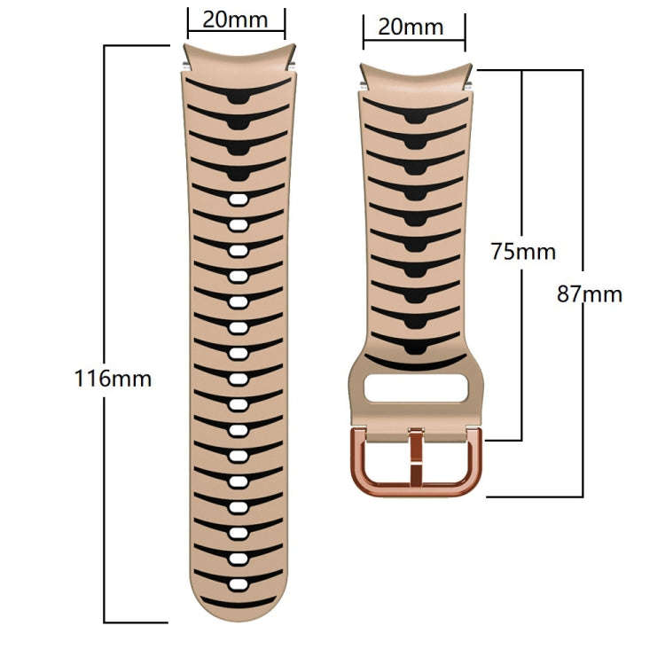 For Samsung Galaxy watch 5 Golf Edition Curved Texture Silicone Watch Band(Khaki+Black)