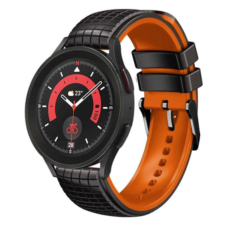 For Samsung Galaxy Watch 5 / 5 Pro 20mm Mesh Two Color Silicone Watch Band(Black Orange)