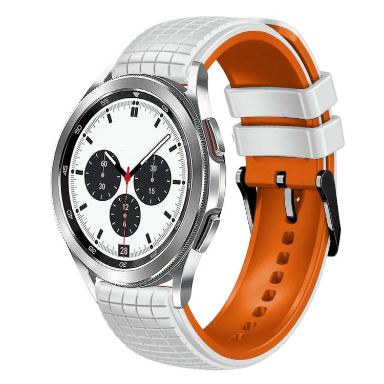 For Samsung Galaxy Watch 4 / 4 Classic 20mm Mesh Two Color Silicone Watch Band(White Orange)