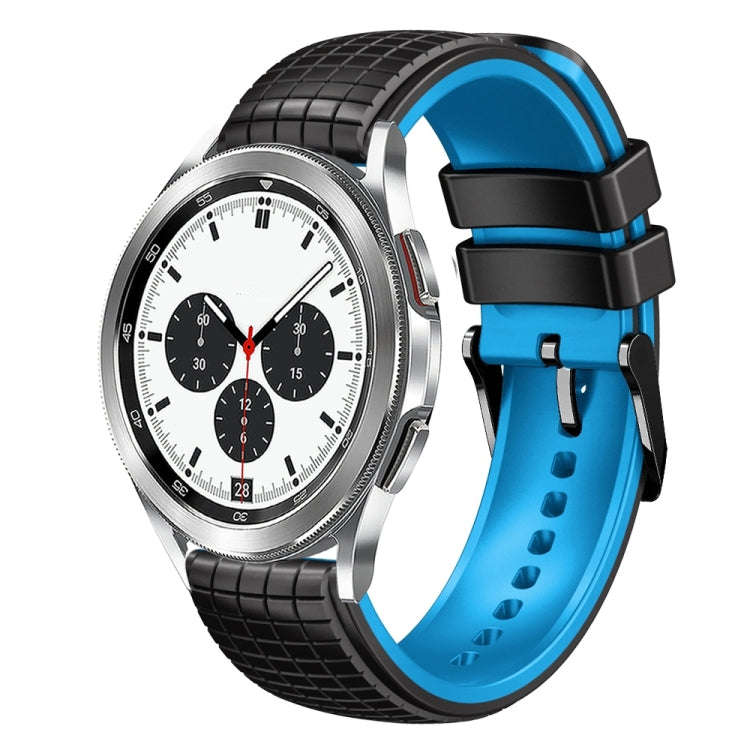 For Samsung Galaxy Watch 4 / 4 Classic 20mm Mesh Two Color Silicone Watch Band(Black Sky Blue)