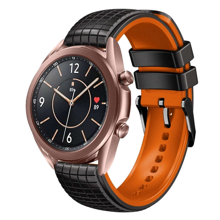 For Samsung Galaxy Watch3 41mm 20mm Mesh Two Color Silicone Watch Band(Black Orange)
