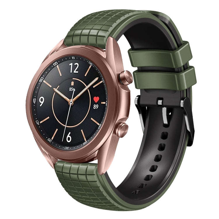 For Samsung Galaxy Watch3 41mm 20mm Mesh Two Color Silicone Watch Band(Army Green Black)