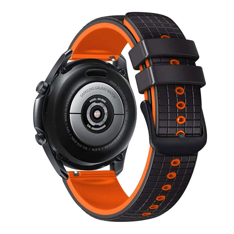 For Samsung Galaxy Watch Active 2 20mm Mesh Two Color Silicone Watch Band(Black Orange)