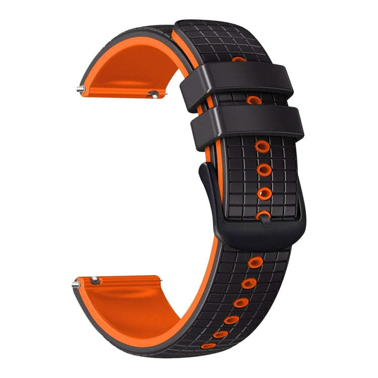 For Samsung Galaxy Watch Active 2 20mm Mesh Two Color Silicone Watch Band(Black Orange)