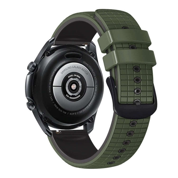 For Samsung Galaxy Watch Active 2 20mm Mesh Two Color Silicone Watch Band(Army Green Black)