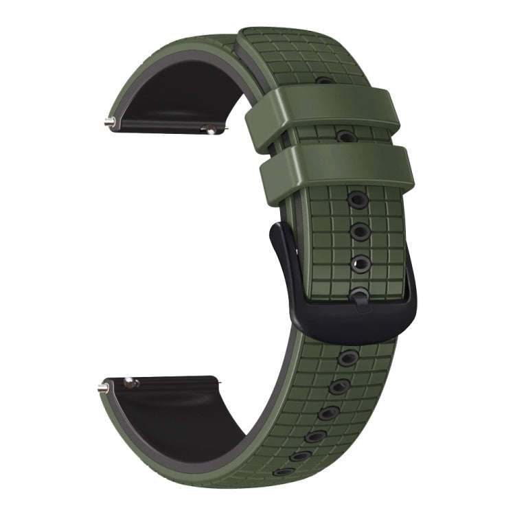 For Samsung Galaxy Watch Active 2 20mm Mesh Two Color Silicone Watch Band(Army Green Black)