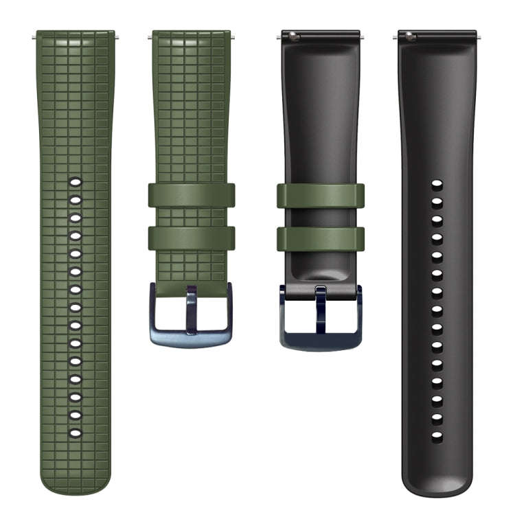 For Samsung Galaxy Watch Active 2 20mm Mesh Two Color Silicone Watch Band(Army Green Black)