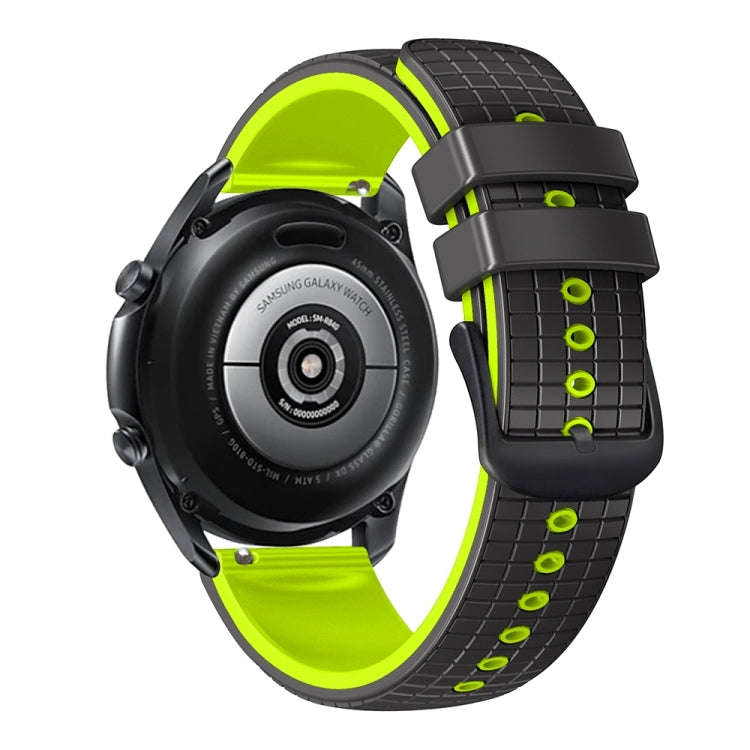 For Samsung Galaxy Watch Active 2 20mm Mesh Two Color Silicone Watch Band(Black Lime)