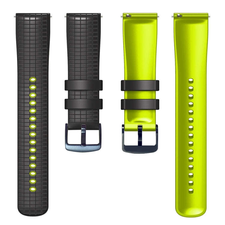 For Samsung Galaxy Watch Active 2 20mm Mesh Two Color Silicone Watch Band(Black Lime)