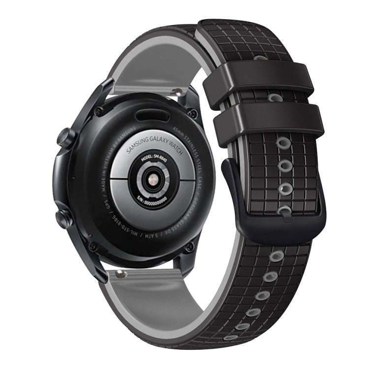For Samsung Galaxy Watch Active 2 20mm Mesh Two Color Silicone Watch Band(Black Gray)