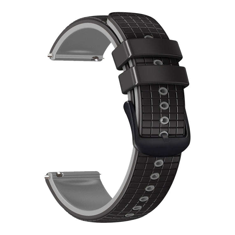 For Samsung Galaxy Watch Active 2 20mm Mesh Two Color Silicone Watch Band(Black Gray)