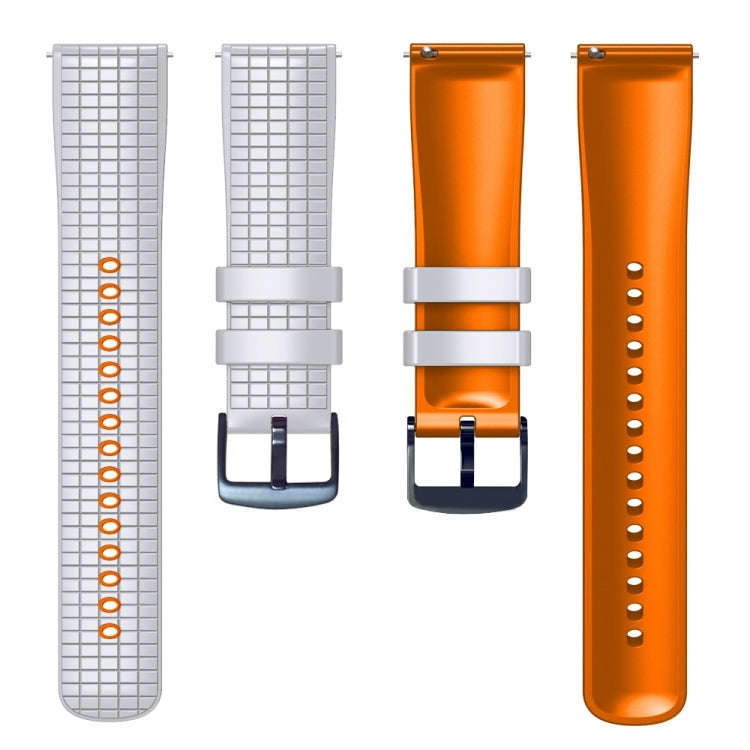 For Samsung Galaxy Watch Active 20mm Mesh Two Color Silicone Watch Band(White Orange)