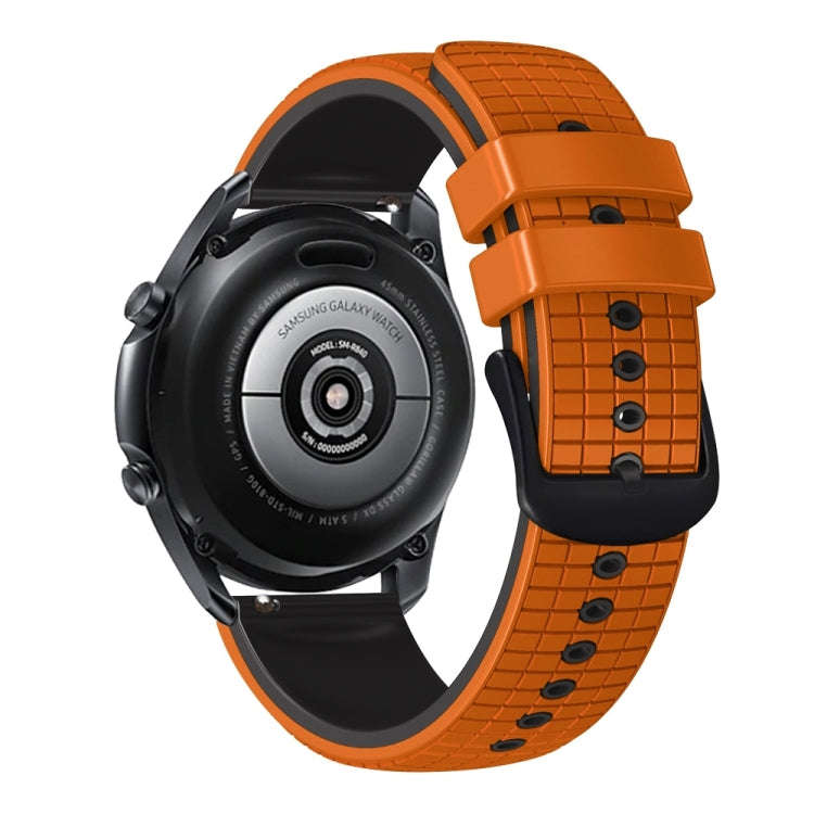 For Samsung Galaxy Watch Active 20mm Mesh Two Color Silicone Watch Band(Black Orange)