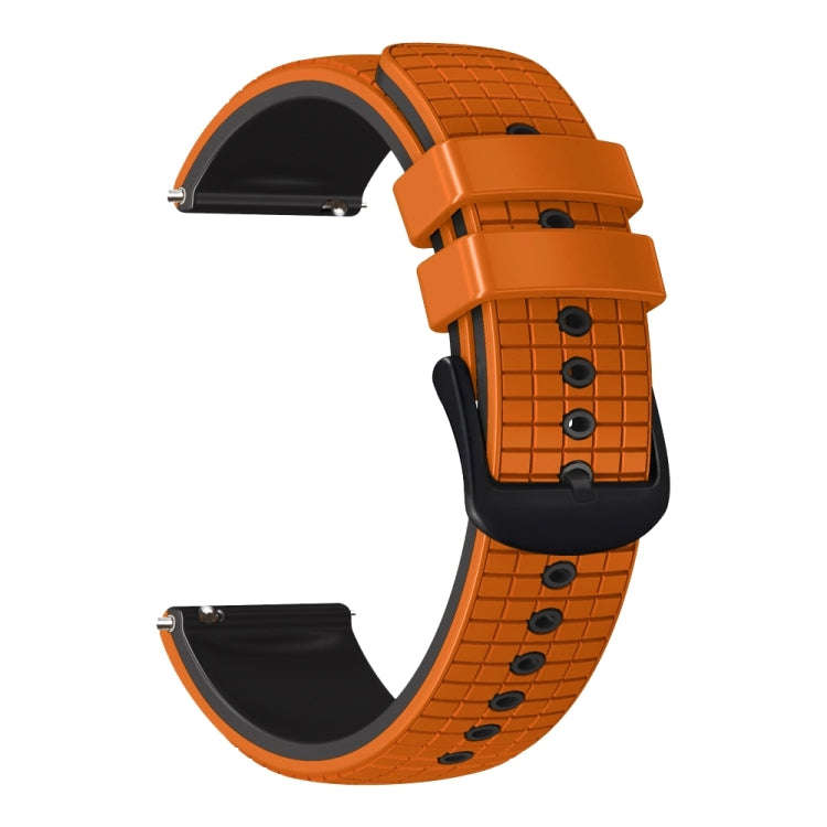 For Samsung Galaxy Watch Active 20mm Mesh Two Color Silicone Watch Band(Black Orange)