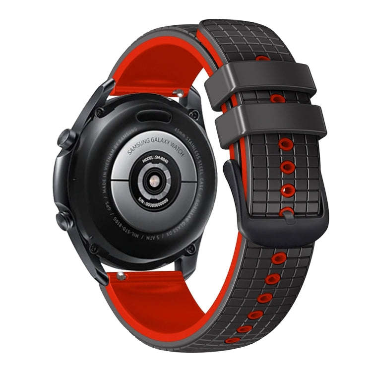 For Samsung Galaxy Watch Active 20mm Mesh Two Color Silicone Watch Band(Black Red)
