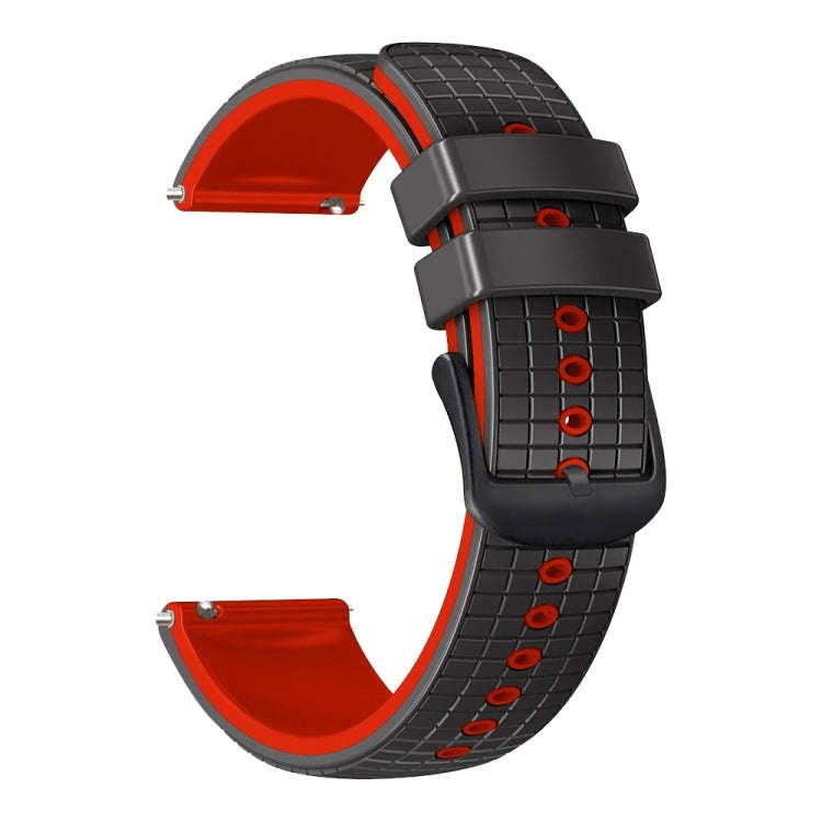 For Samsung Galaxy Watch Active 20mm Mesh Two Color Silicone Watch Band(Black Red)
