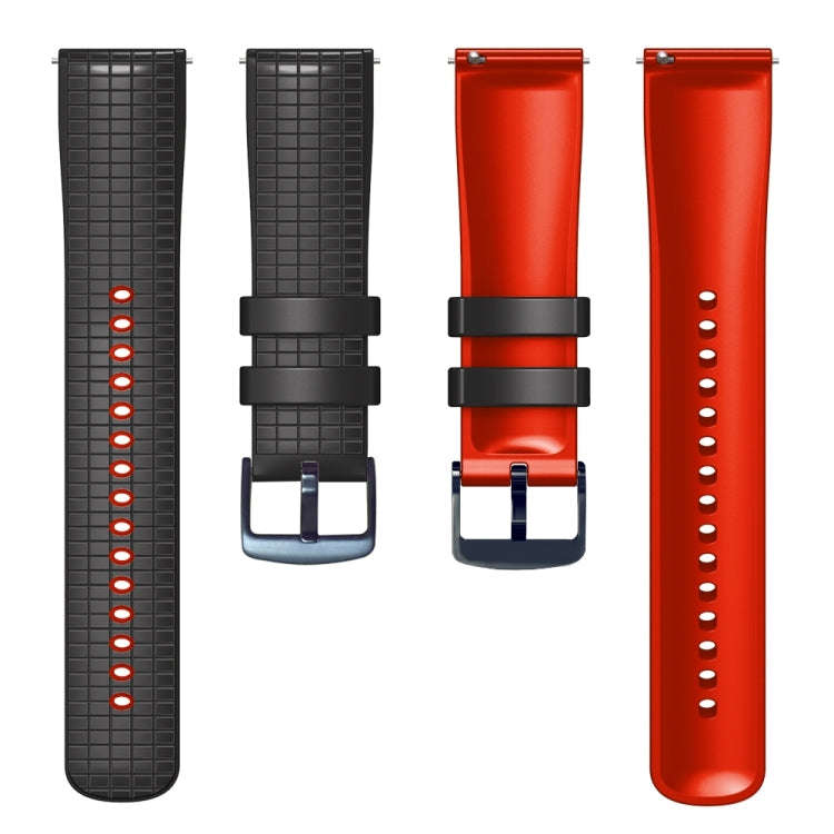 For Samsung Galaxy Watch Active 20mm Mesh Two Color Silicone Watch Band(Black Red)